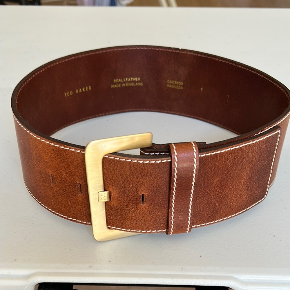 Ted Baker Brown and Gold Leather Belt